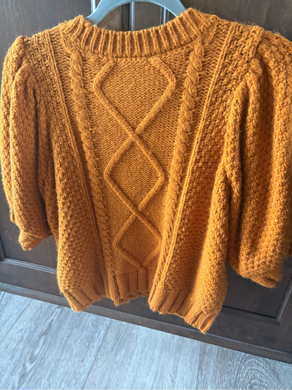 Sugarlips Chunky Mustard Cable Knit Balloon Sleeve Sweater - Picture 2 of 4